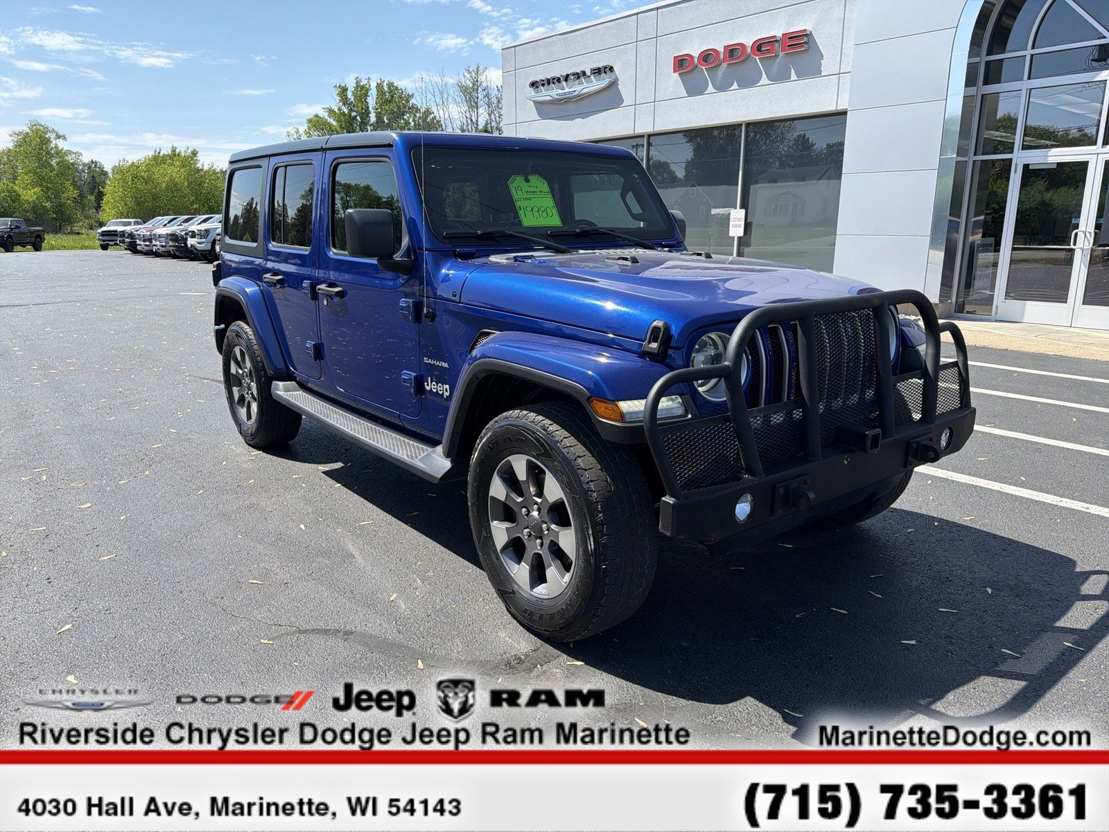 Used 2019 Jeep Wrangler Unlimited Sahara with VIN 1C4HJXEGXKW560011 for sale in Marinette, WI