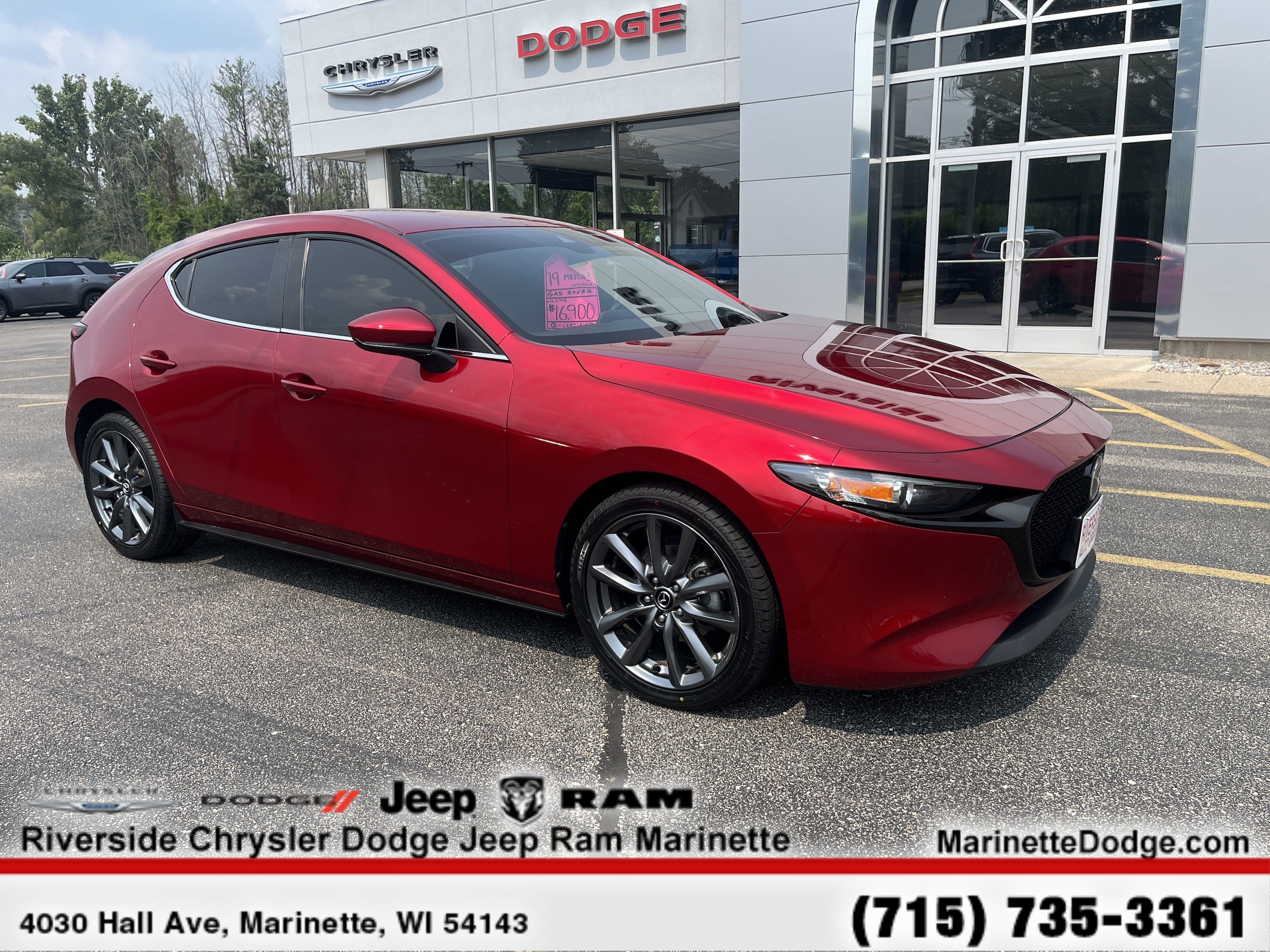 Certified 2019 Mazda Mazda3 Base with VIN JM1BPAJM4K1133269 for sale in Marinette, WI