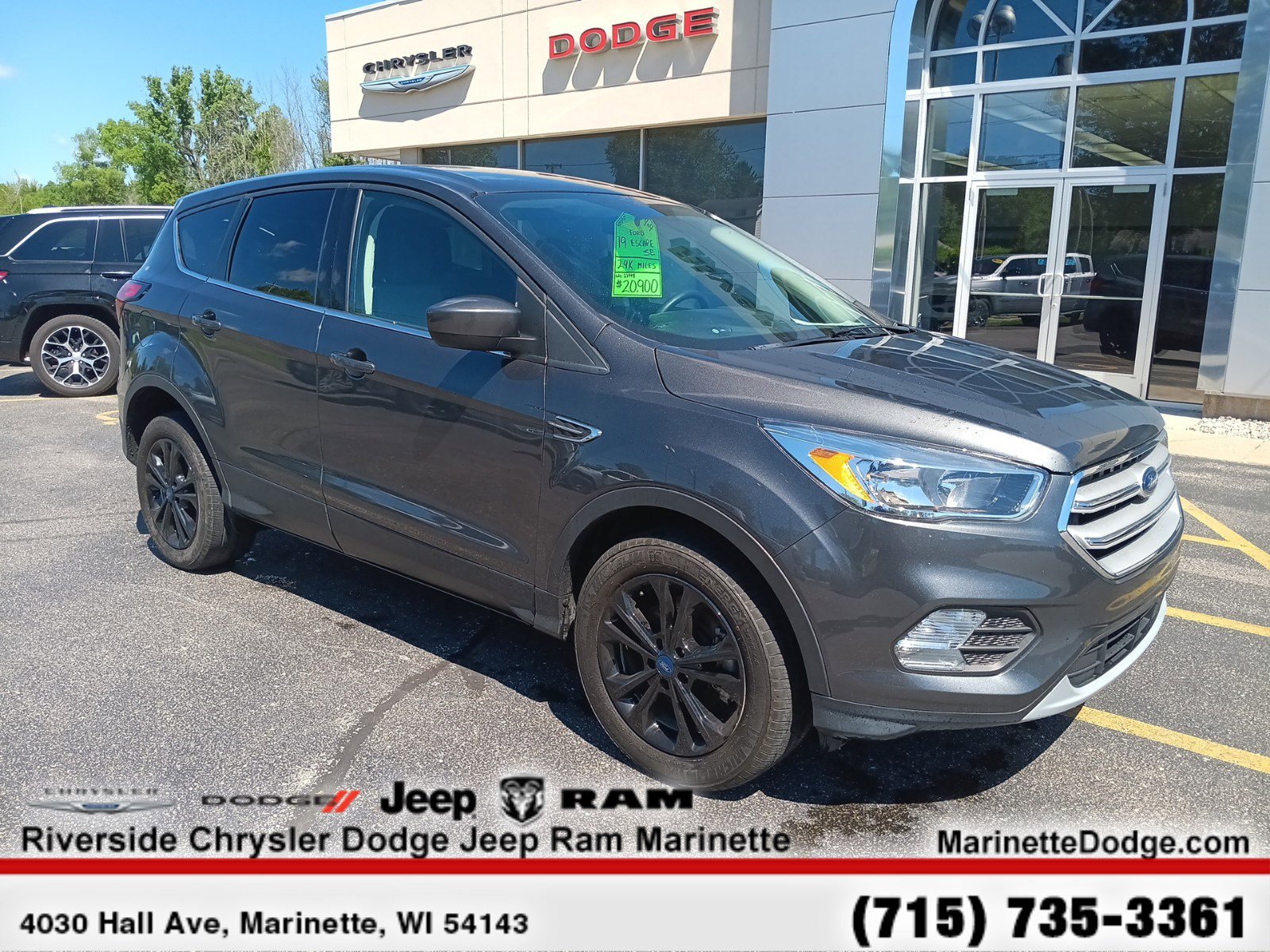 Certified 2019 Ford Escape SE with VIN 1FMCU9GD8KUC12196 for sale in Marinette, WI