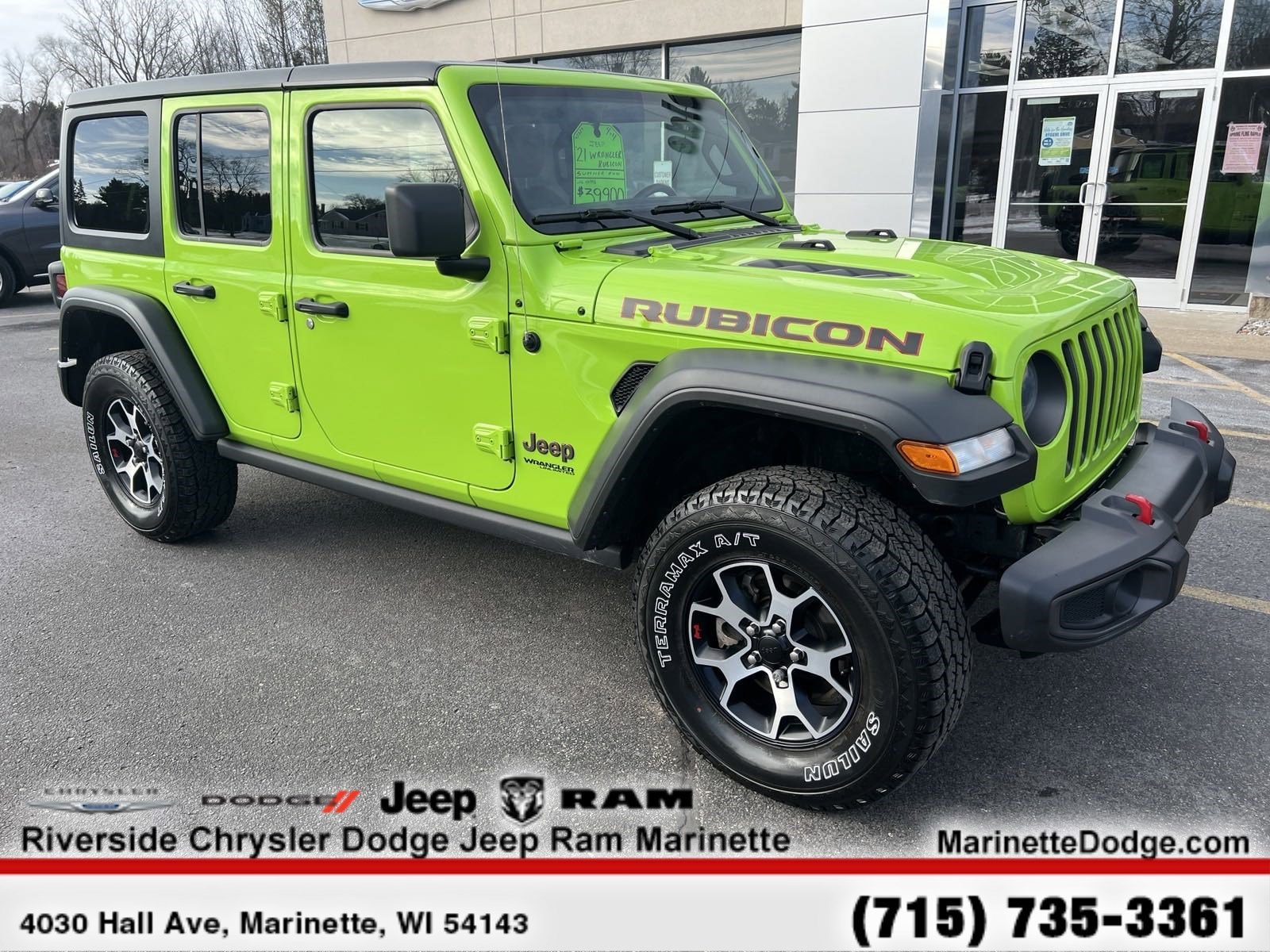 Used 2021 Jeep Wrangler Unlimited Rubicon with VIN 1C4HJXFN9MW816736 for sale in Marinette, WI