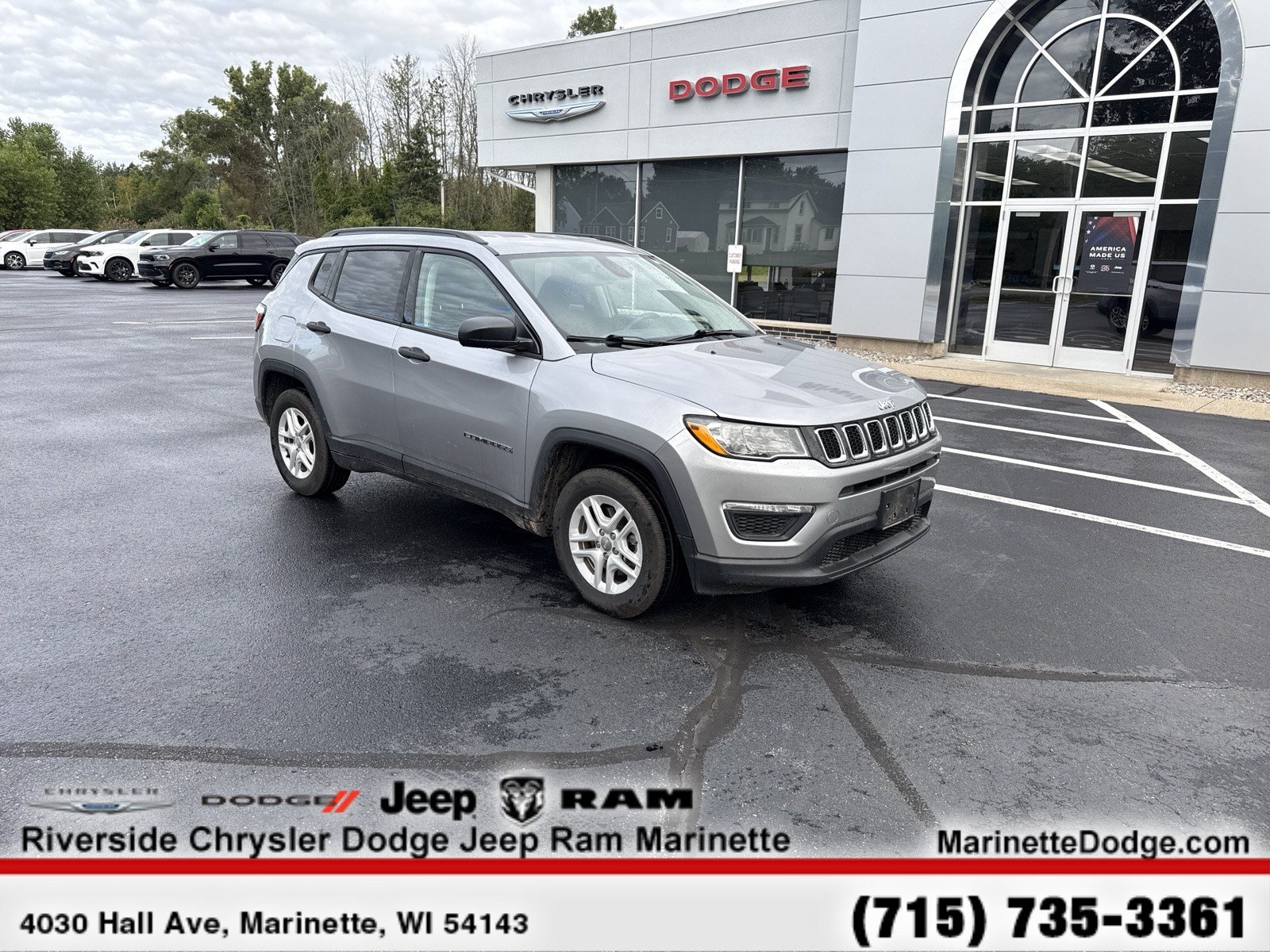 Used 2018 Jeep Compass Sport with VIN 3C4NJCAB4JT468273 for sale in Marinette, WI