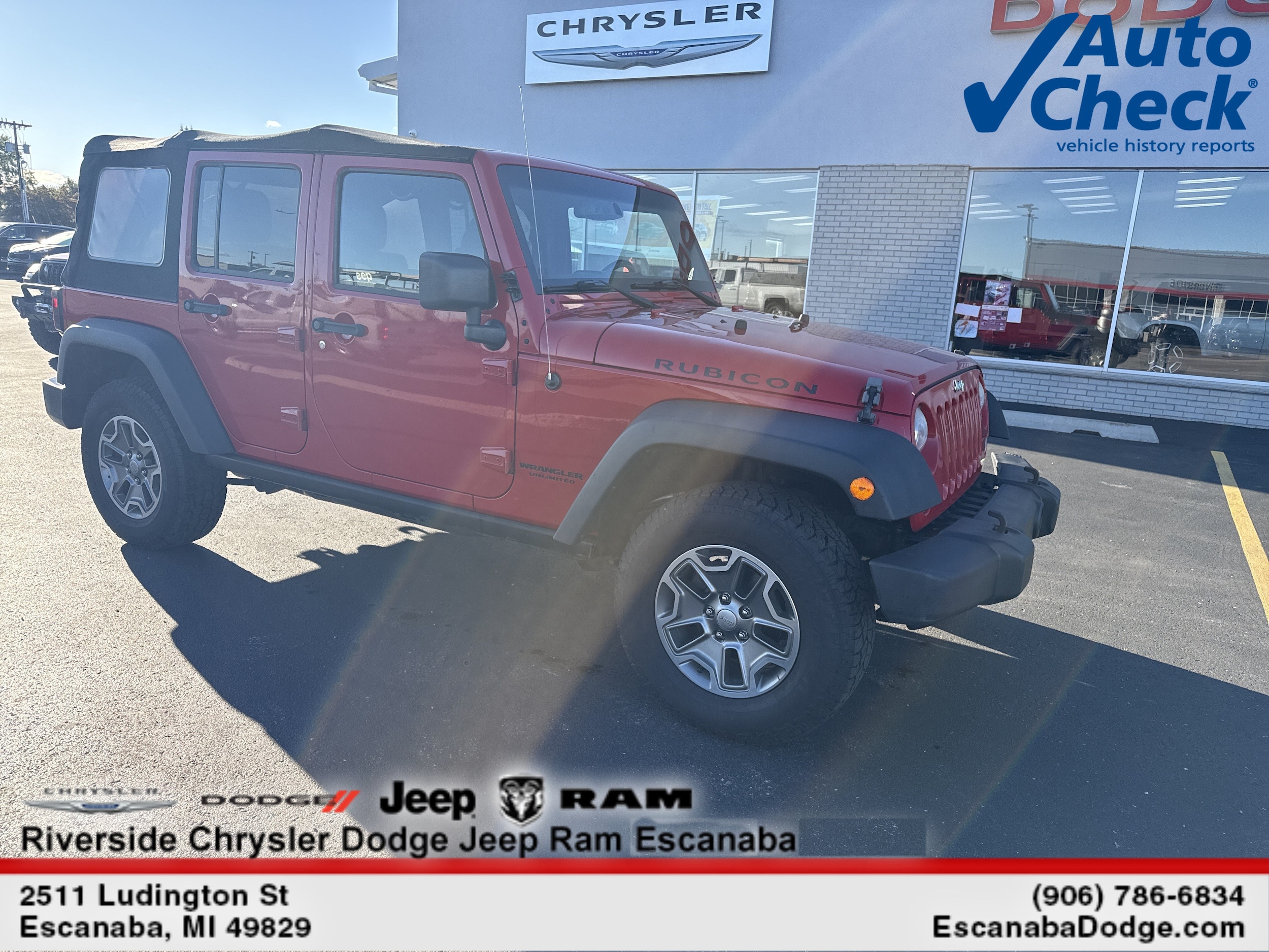 Used 2014 Jeep Wrangler Unlimited Rubicon with VIN 1C4HJWFG1EL230322 for sale in Escanaba, MI