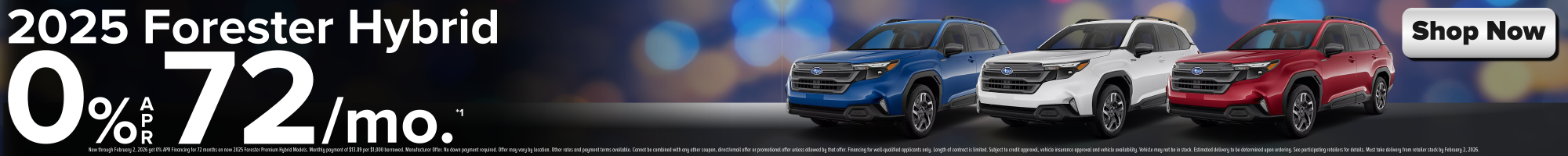 2025 Subaru Forester Hybrid 0 Percent for 72 Months See deals for details