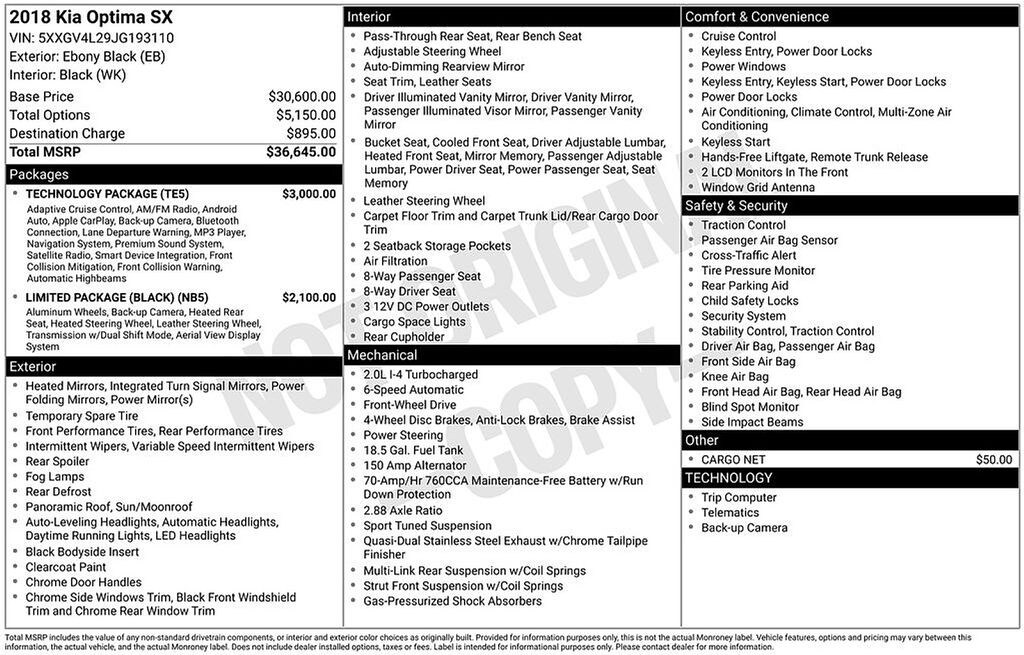 Used 2018 Kia Optima SX Sedan