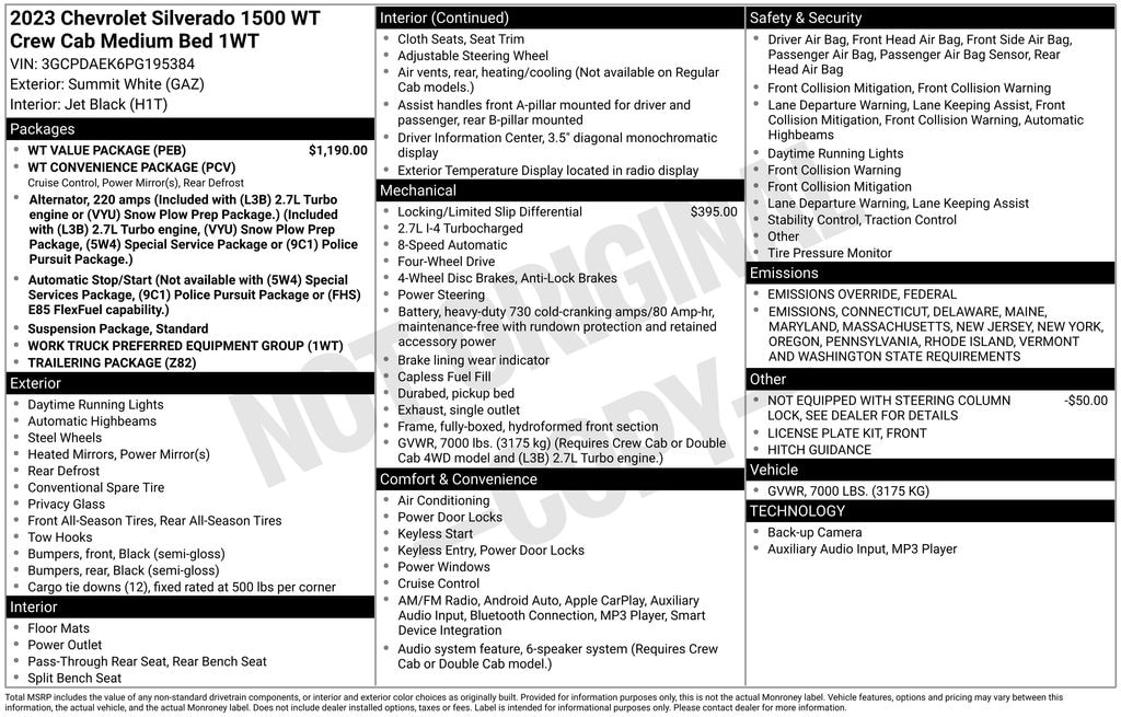 Used 2023 Chevrolet Silverado 1500 WT Truck