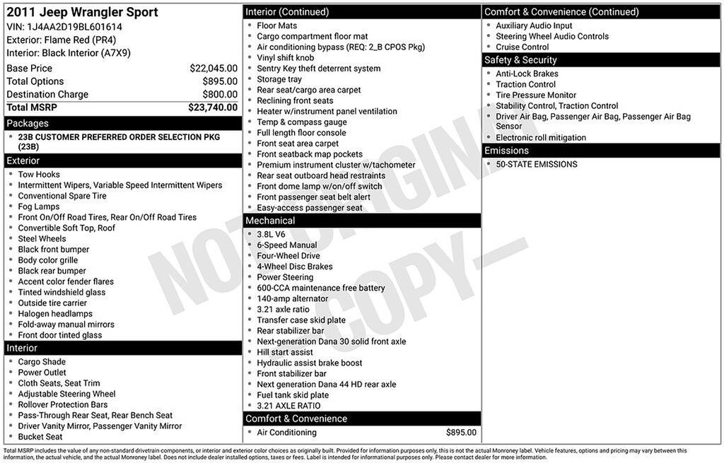 Used 2011 Jeep Wrangler Sport SUV