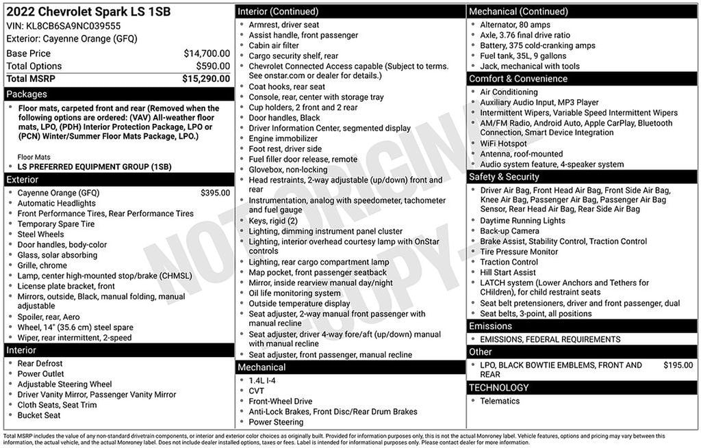 Used 2022 Chevrolet Spark LS Hatchback