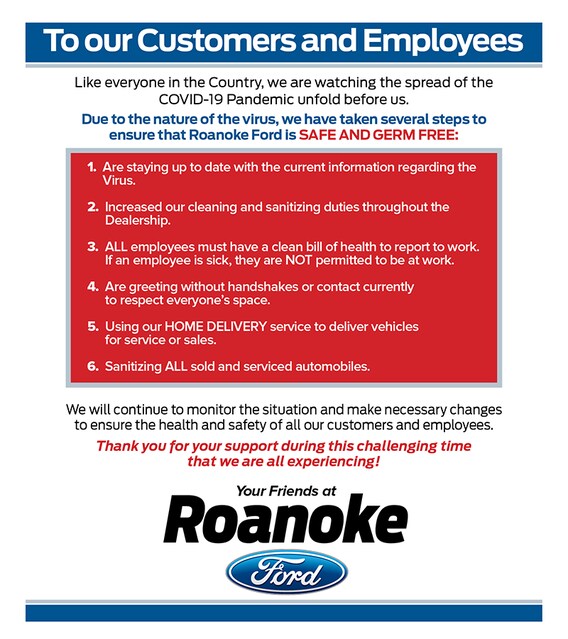 How We Are Handling Covid 19 Roanoke Ford