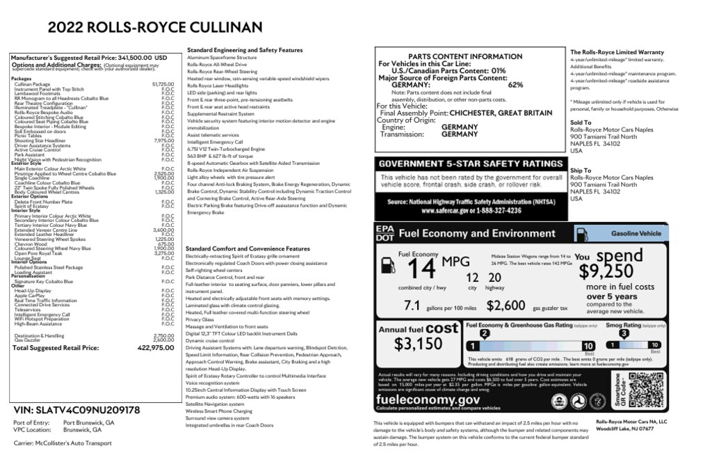 Certified 2022 Rolls-Royce Cullinan SUV