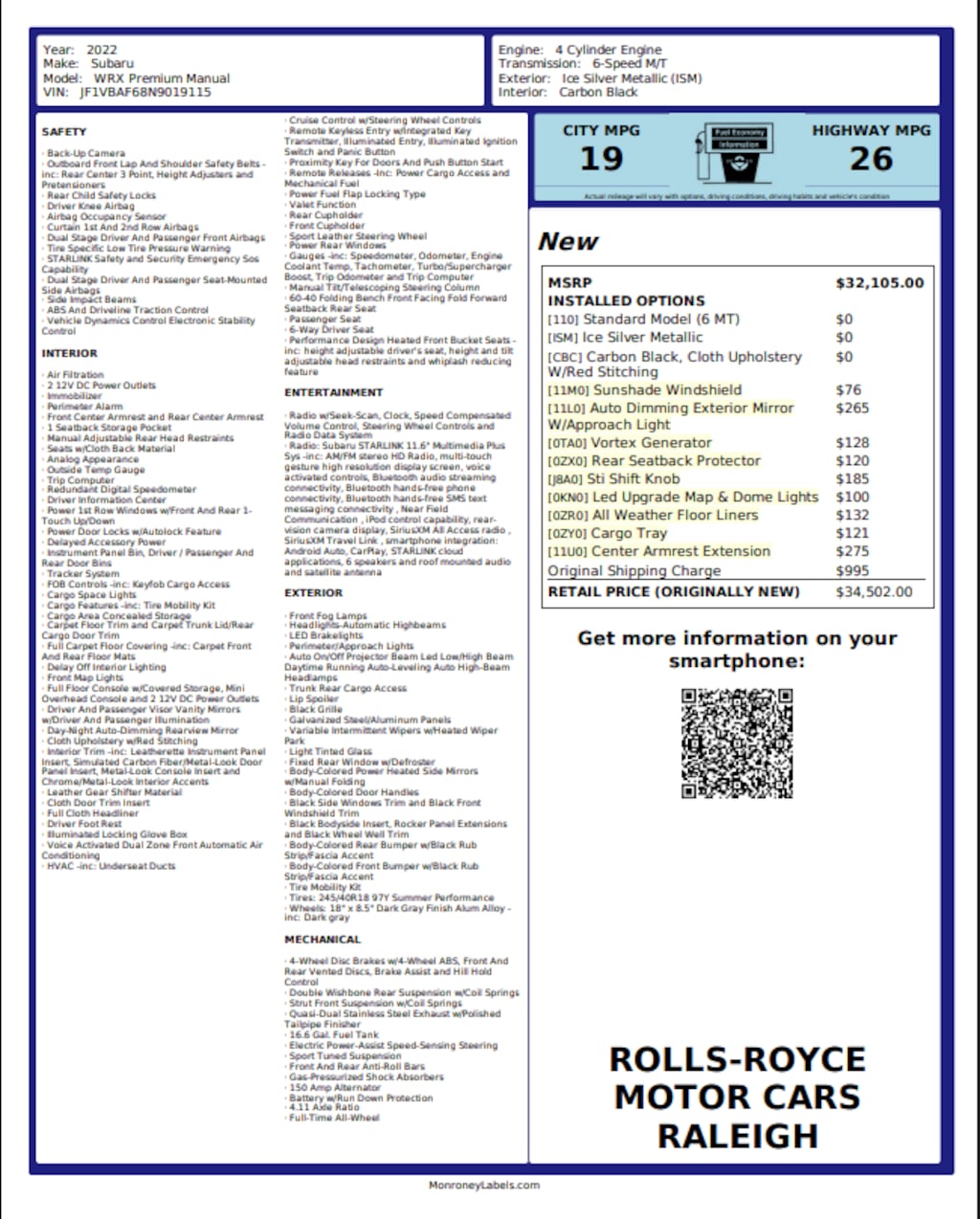 Used 2022 Subaru WRX Premium Sedan