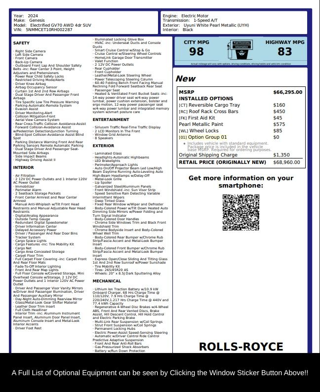 Used 2024 GENESIS GV70 Advanced with VIN 5NMMCET10RH002287 for sale in Raleigh, NC