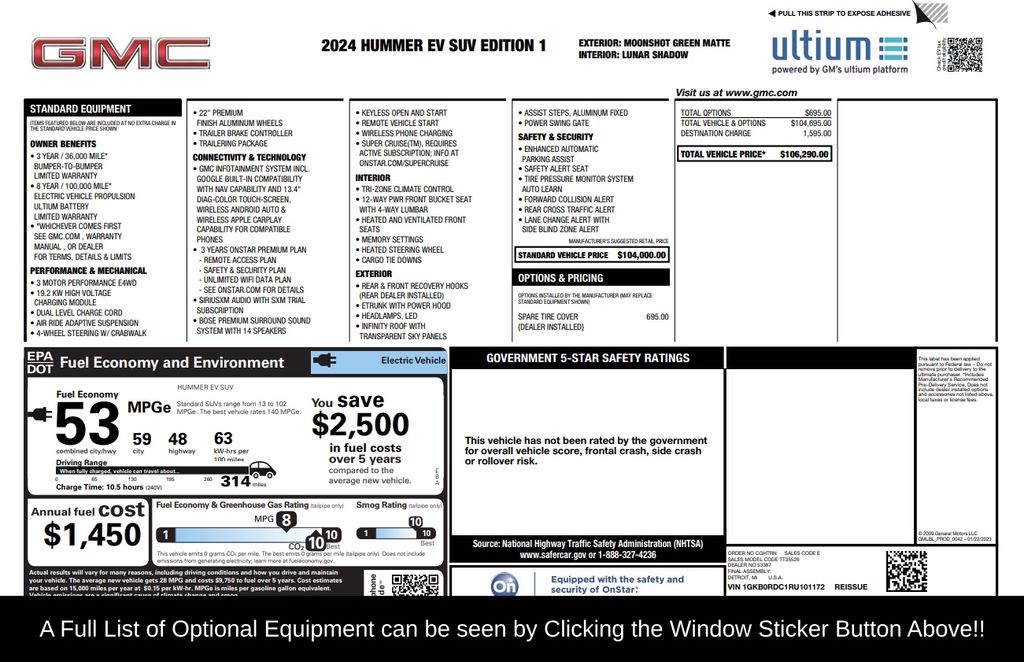 Used 2024 GMC HUMMER EV 3X with VIN 1GKB0RDC1RU101172 for sale in Raleigh, NC