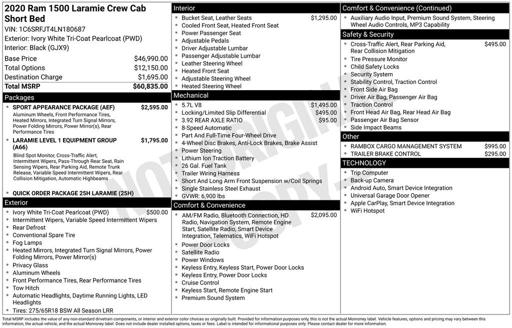 Used 2020 Ram 1500 Laramie Truck Crew Cab