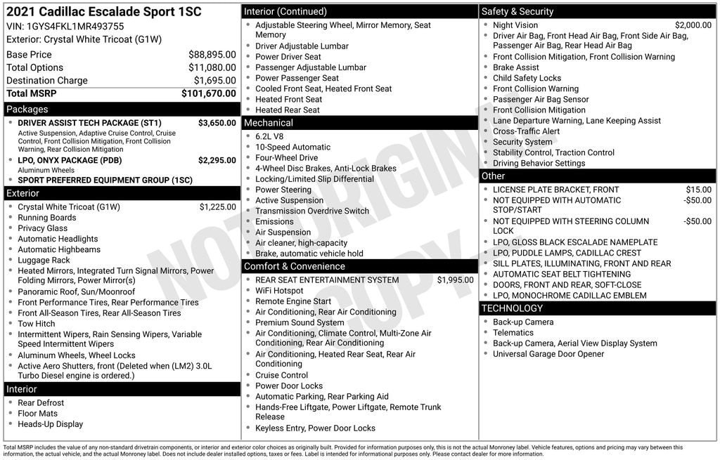 Used 2021 CADILLAC Escalade Sport SUV