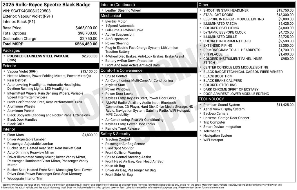 New 2025 Rolls-Royce Spectre Coupe