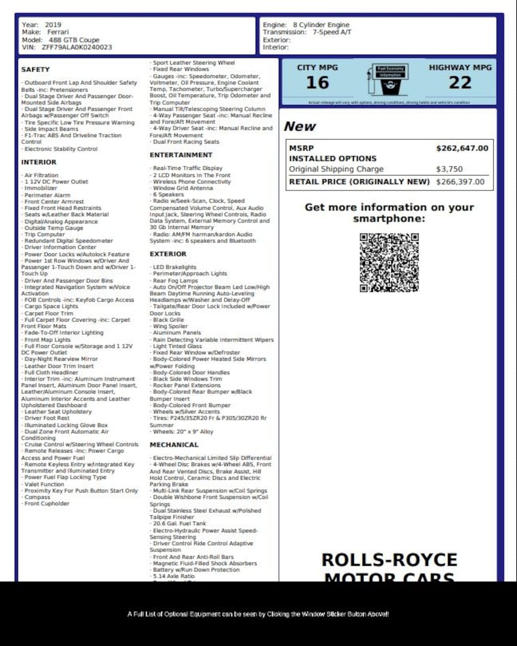 Used 2019 Ferrari 488 GTB Base Coupe