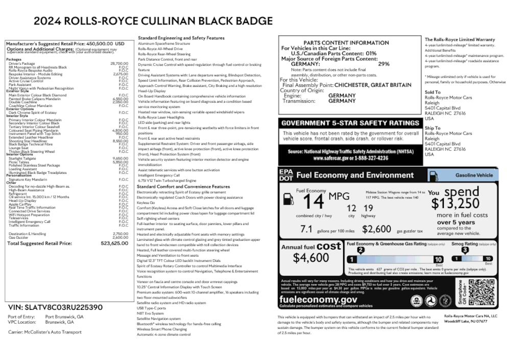 Certified 2024 Rolls-Royce Cullinan Black Badge SUV