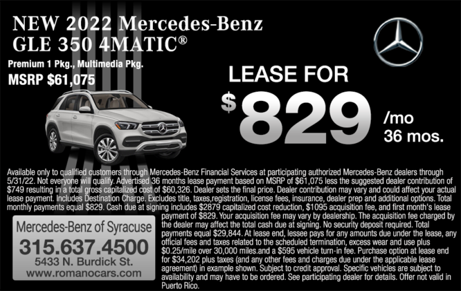 New 2022 Mercedes-Benz GLE 350 4MATIC Leases