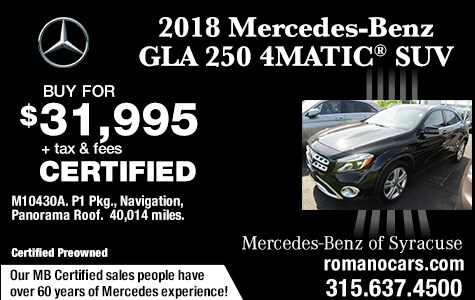 Mercedes Certified 2018 GLA 250 4MATIC
