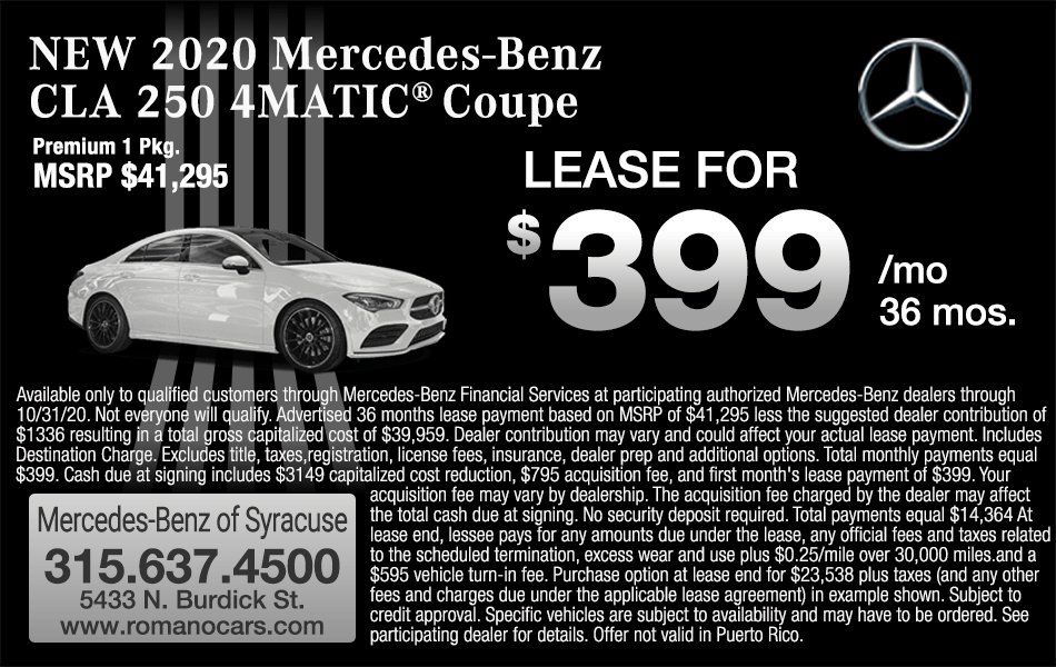 New 2020 Mercedes-Benz CLA 250 4MATIC Coupe Leases New 2020 Mercedes-Benz CLA 250 4MATIC Coupe Leases