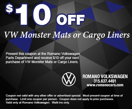 VW Monster Mats or Cargo Liner Savings Coupon VW Monster Mats or Cargo Liner Savings Coupon