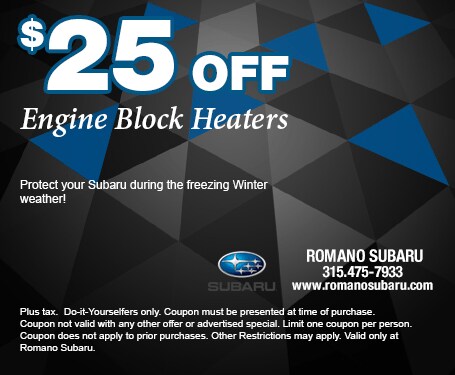 $25 Off Subaru Engine Block Heaters $25 Off Subaru Engine Block Heaters