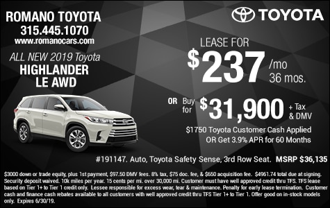Toyota Highlander 2017 Lease >> New Highlander Specials At Romano Toyota East Syracuse Ny Toyota Highlander 2017 Lease >> New Highlander Specials At Romano Toyota East Syracuse Ny