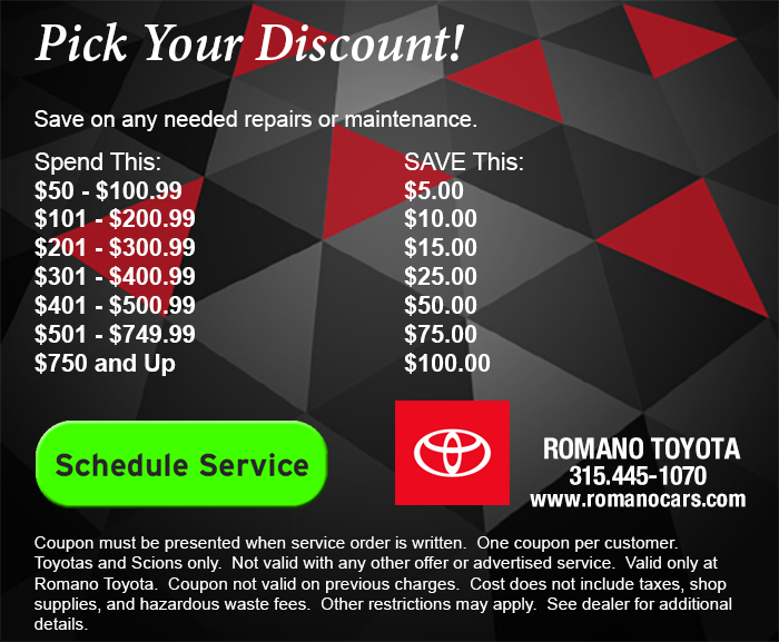 Toyota Auto Service Specials, Coupons & Deals Near Me Syracuse NY