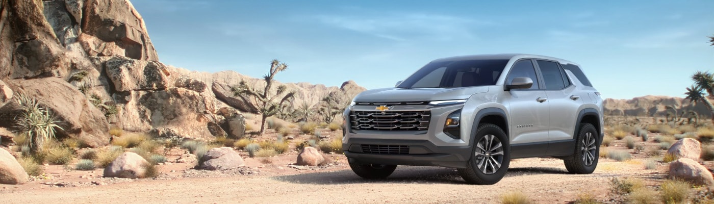 Gray Chevy Equinox parked in mojave desert