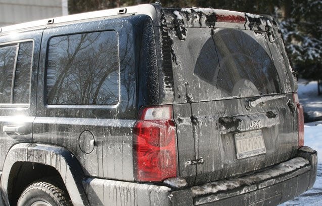 make sure to never drive with this much winter road grime on your car.