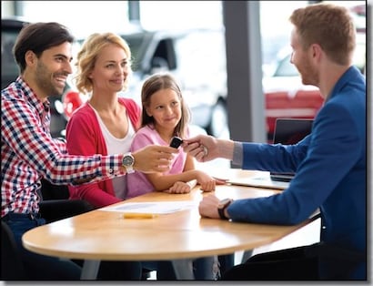 Family buying a car
