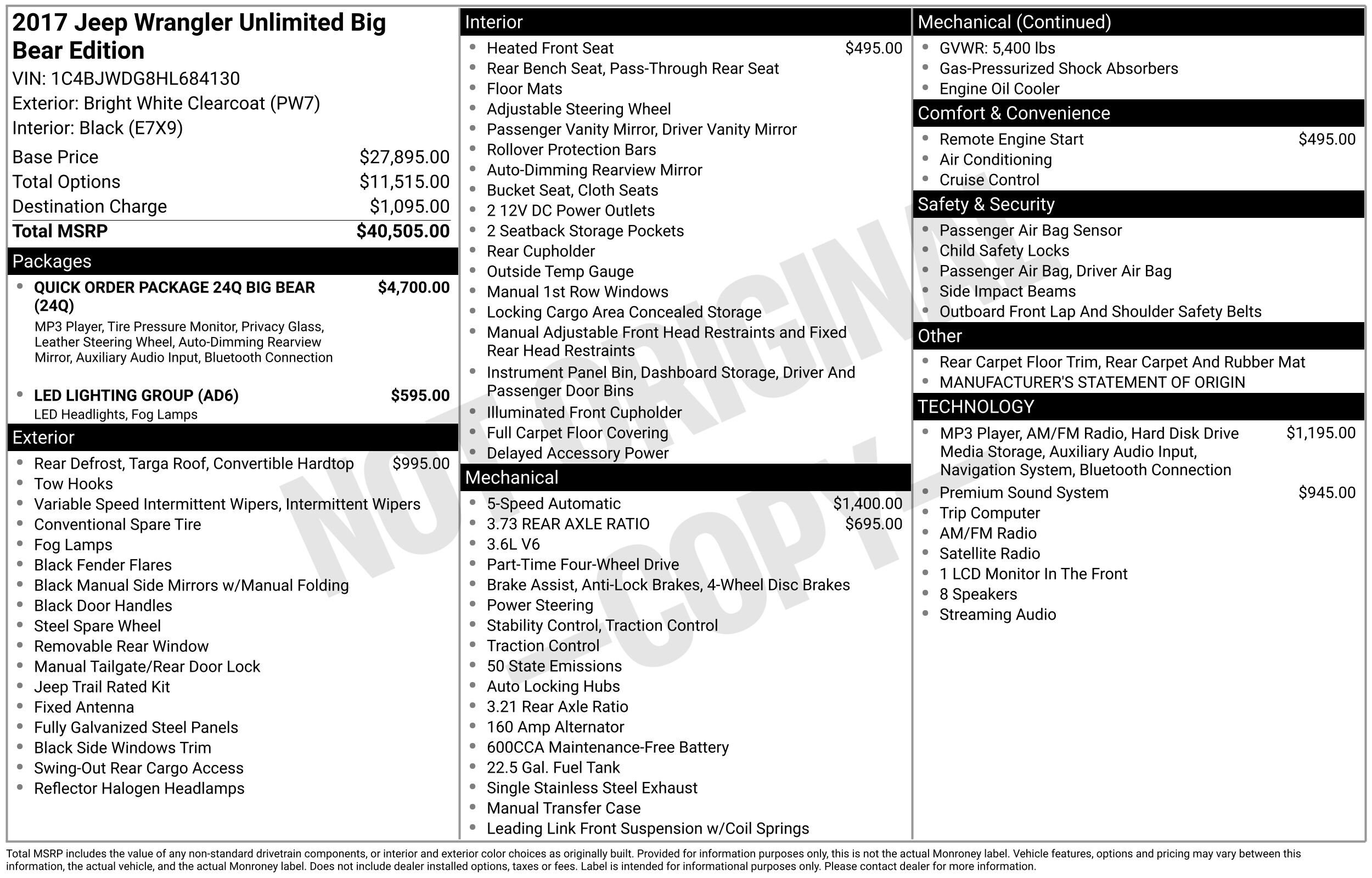 Used 2017 Jeep Wrangler Unlimited Big Bear with VIN 1C4BJWDG8HL684130 for sale in North Canton, OH