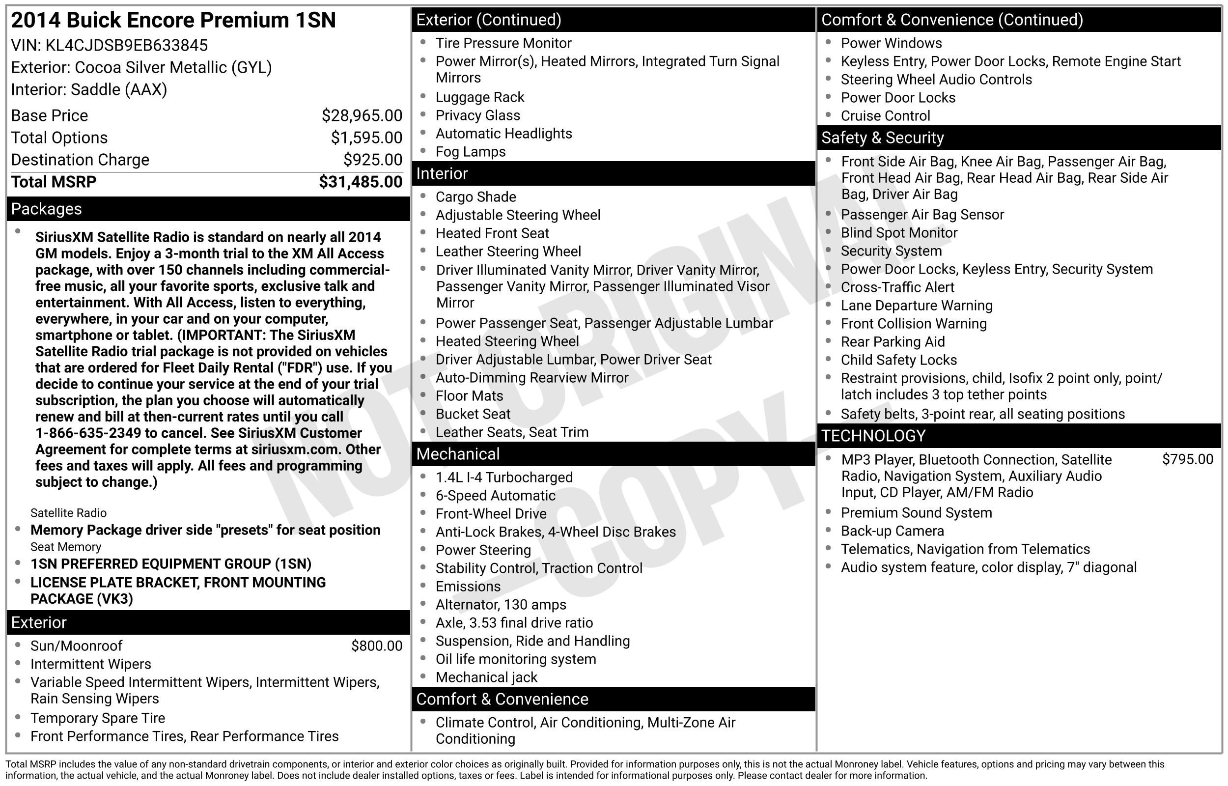 Used 2014 Buick Encore Premium with VIN KL4CJDSB9EB633845 for sale in North Canton, OH