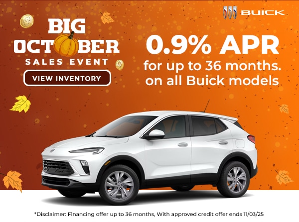 Buick and GMC logos with a promotional offer.