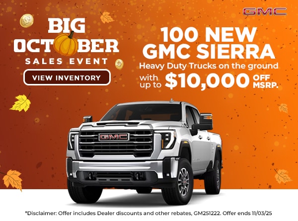 A lineup of powerful new GMC Sierra pickup trucks.