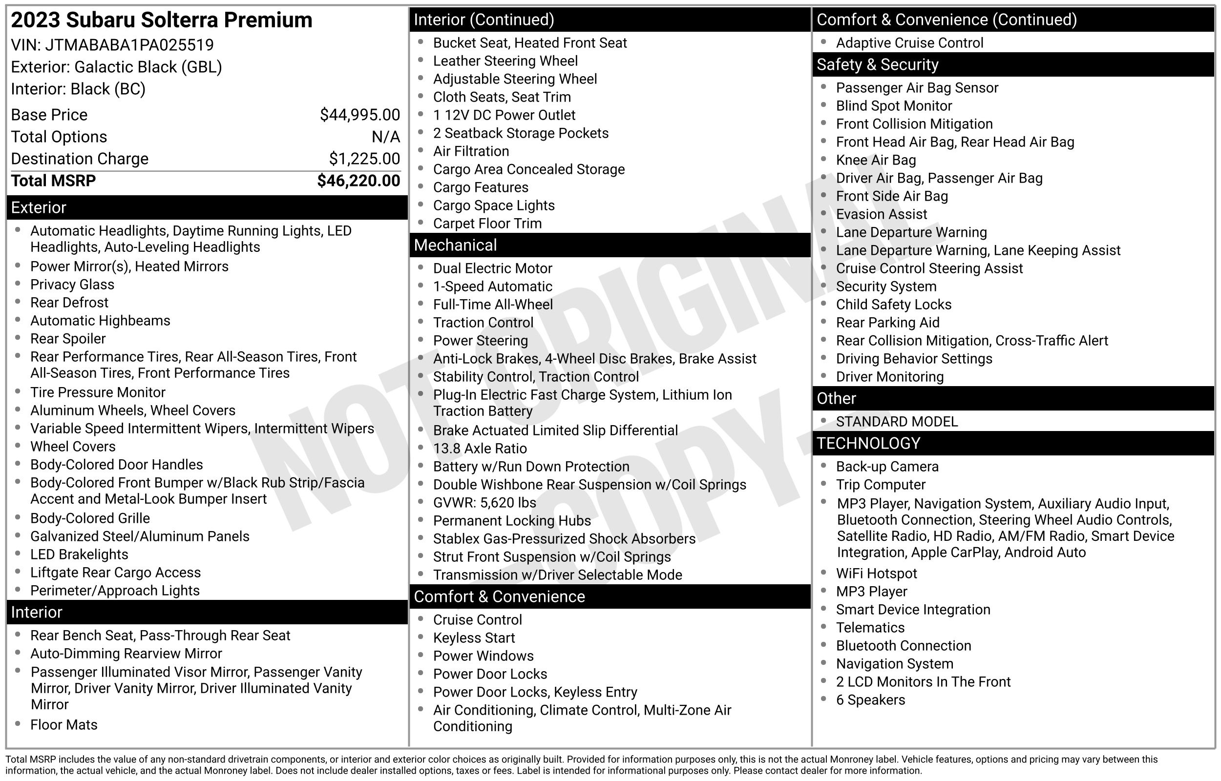 Used 2023 Subaru SOLTERRA Premium with VIN JTMABABA1PA025519 for sale in Cuyahoga Falls, OH