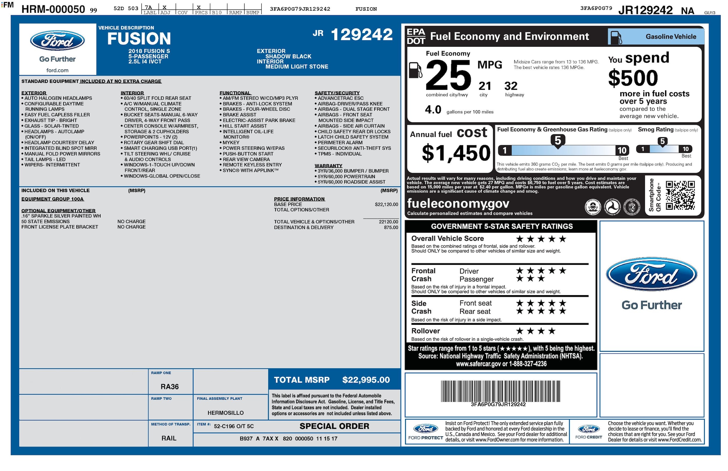 Used 2018 Ford Fusion S with VIN 3FA6P0G79JR129242 for sale in Cuyahoga Falls, OH