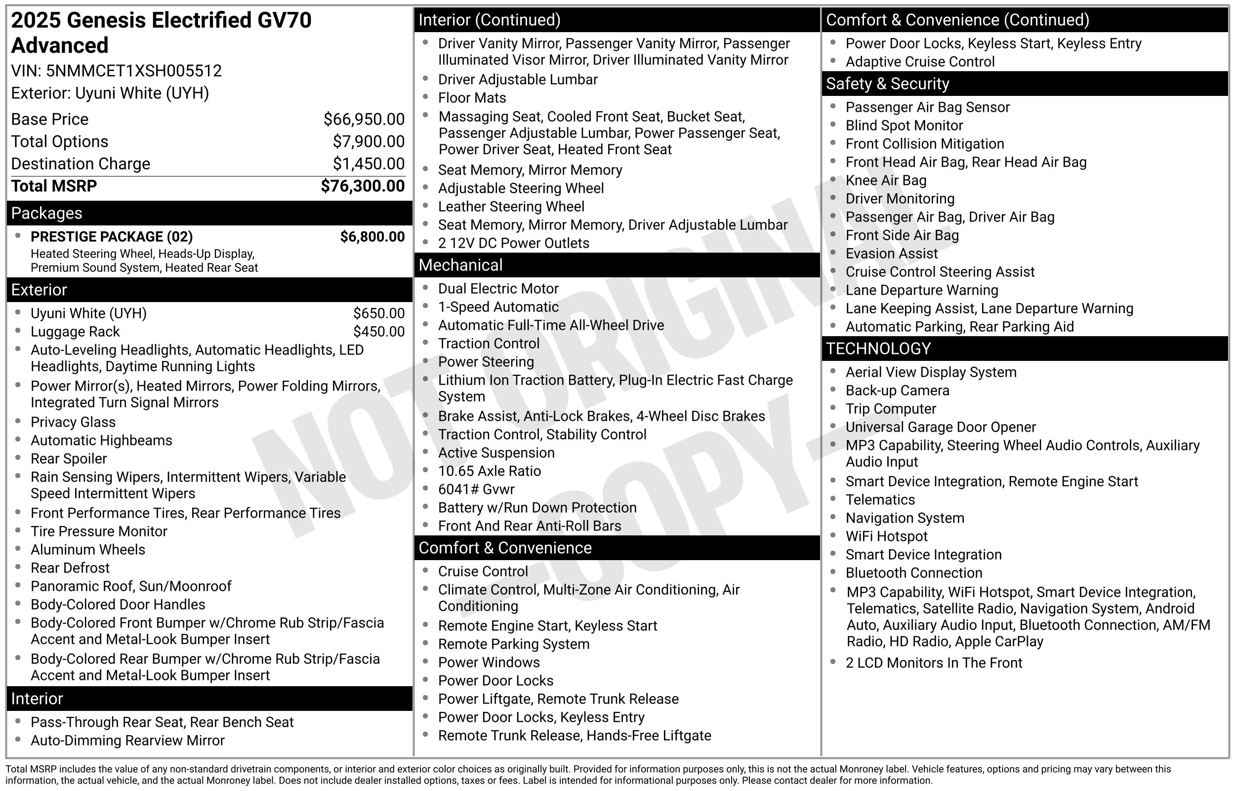 Used 2025 GENESIS GV70 Advanced with VIN 5NMMCET1XSH005512 for sale in Akron, OH