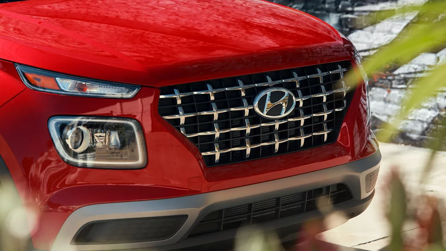 2025 Hyundai Venue's bold front grille and LED headlights.