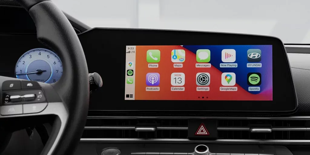 2025 Hyundai Elantra interior with smartphone integration.