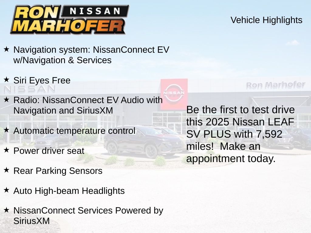 Used 2025 Nissan Leaf SV PLUS with VIN 1N4CZ1CV2SC560478 for sale in Cuyahoga Falls, OH