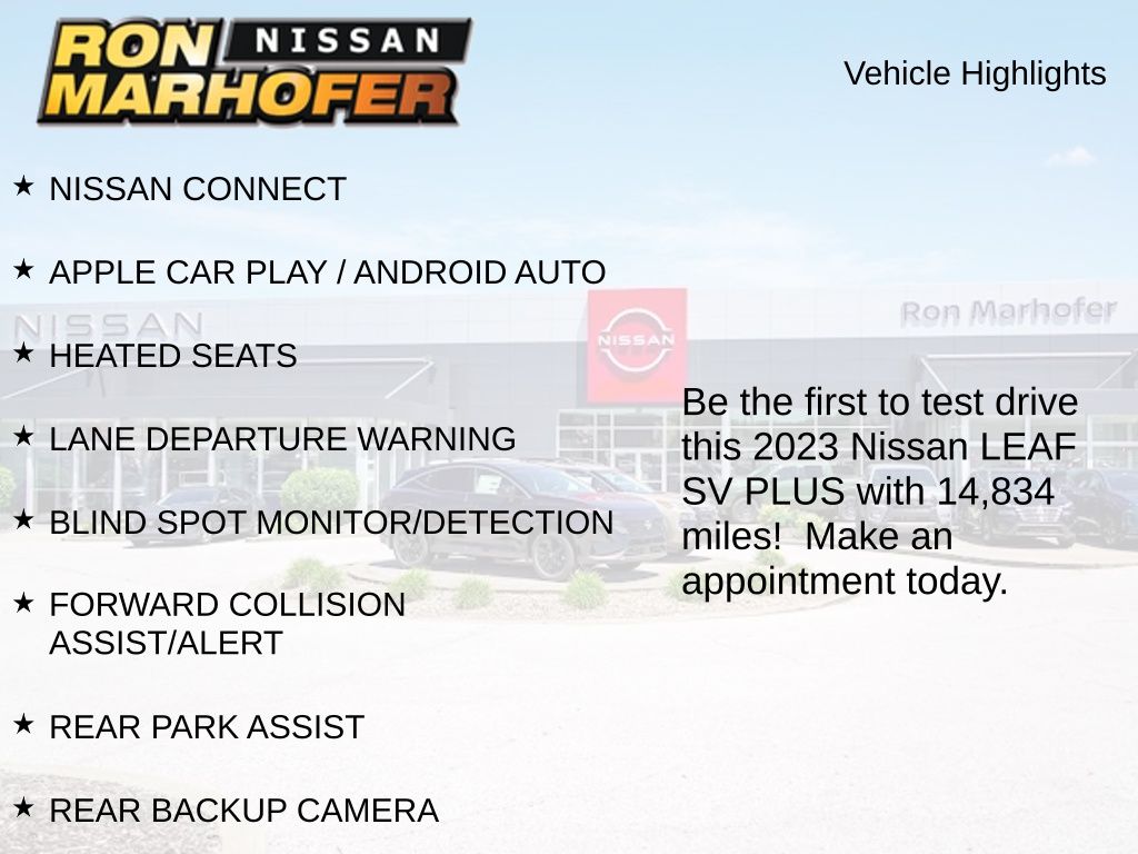 Used 2023 Nissan Leaf SV Plus with VIN 1N4CZ1CV7PC563559 for sale in Cuyahoga Falls, OH