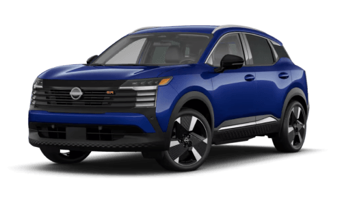 A front three-quarter view of a blue 2026 Nissan Kicks