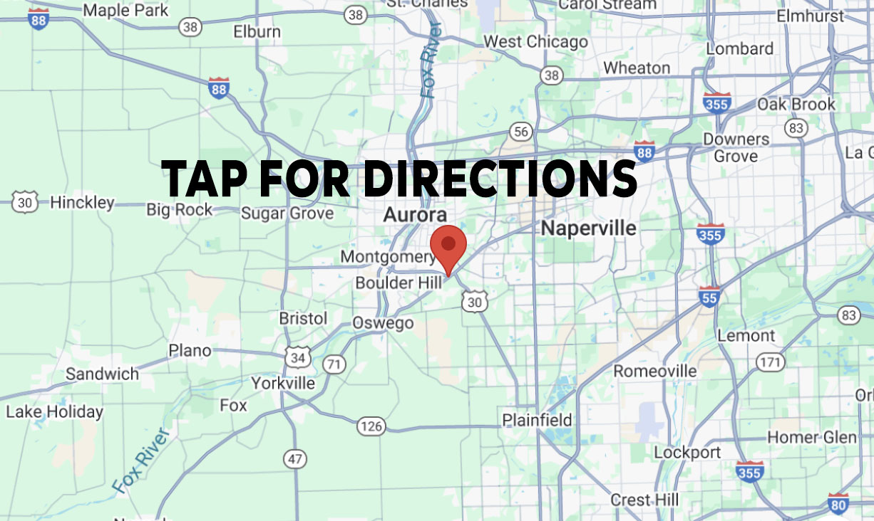 Dealership exterior with clear directions prompt.