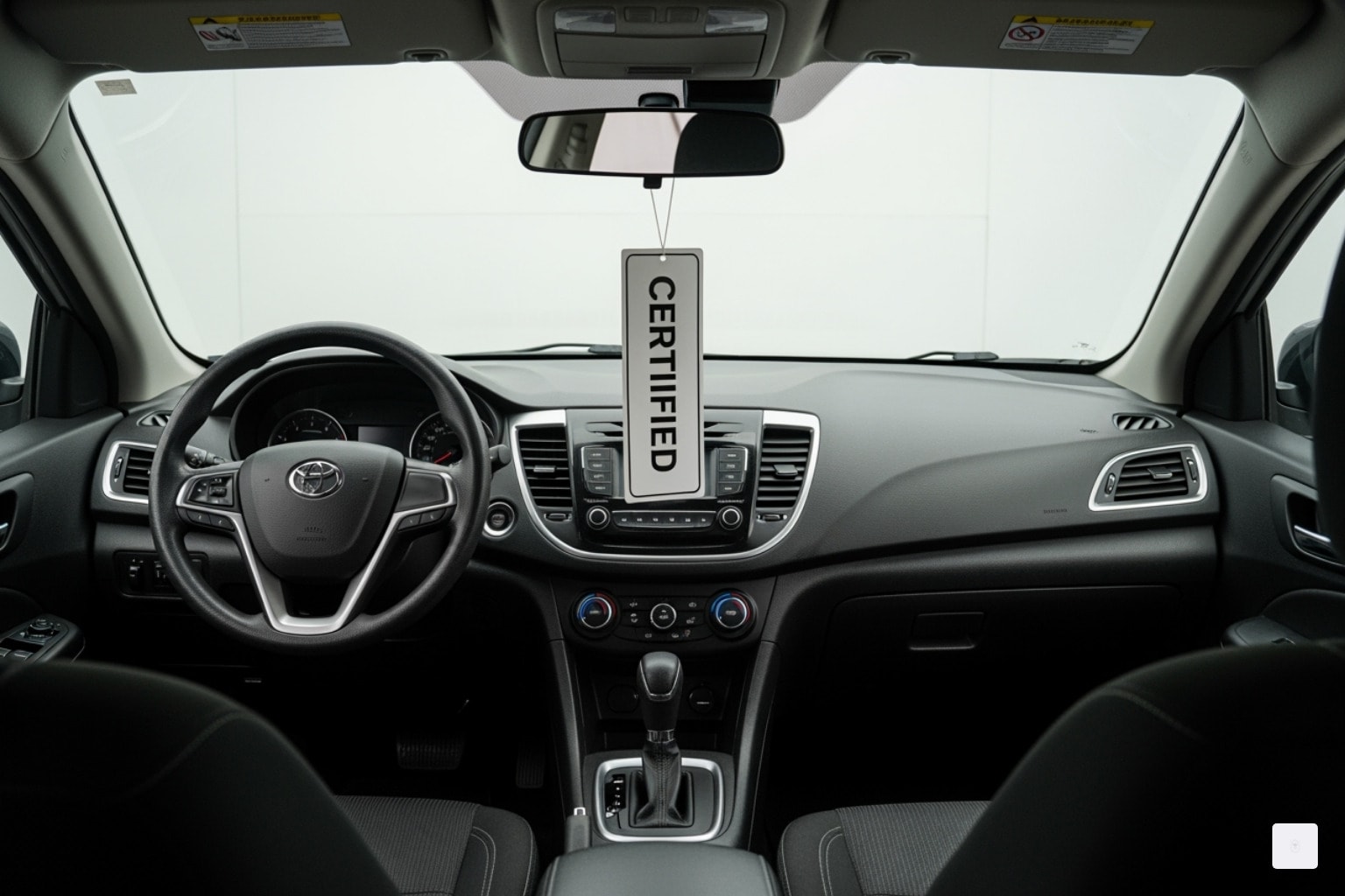 Certified Pre-Owned Hyundai vehicle with a "Certified" tag hanging from the mirror - hyundai dealers…