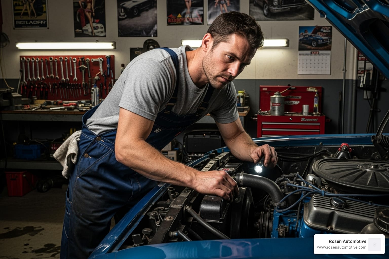 A mechanic performing a vehicle inspection - alternator replacement near me