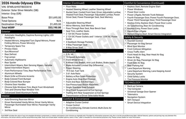 2026 Honda Odyssey Elite's photo