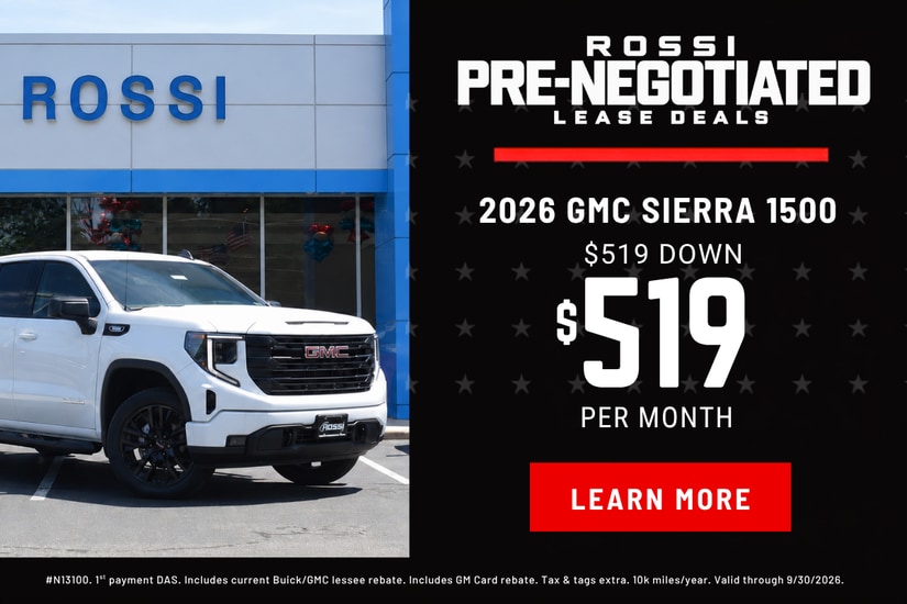 2026 GMC Sierra 1500 pre-negotiated lease deal at Rossi GMC in Washington NJ