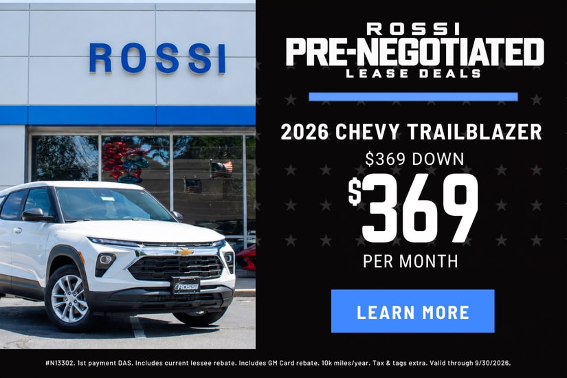 2026 Chevrolet Trailblazer pre-negotiated lease deal at Rossi Chevrolet in Washington NJ
