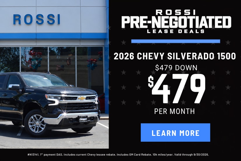 2026 Chevrolet Silverado 1500 pre-negotiated lease deal at Rossi Chevrolet in Washington NJ